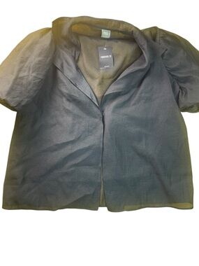 Forever 21 Black Textured Button-Front Blouse